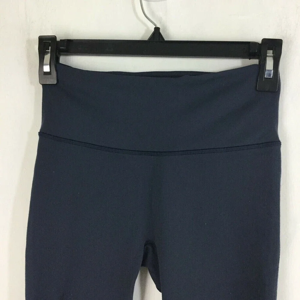 Lululemon Enlighten Crop seamless Yoga Activewear Stretch Blue Leggings Size Sm